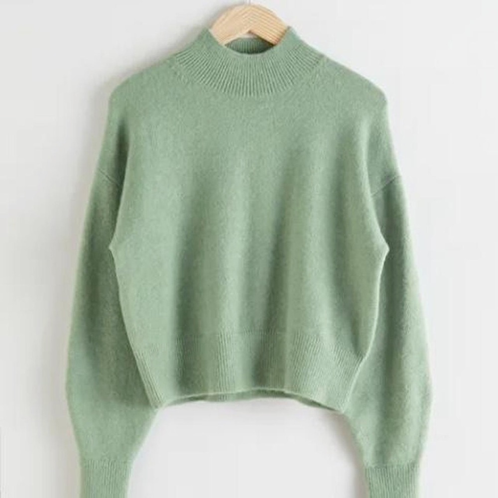 & Other Stories Green Mock Neck Sweater - Large